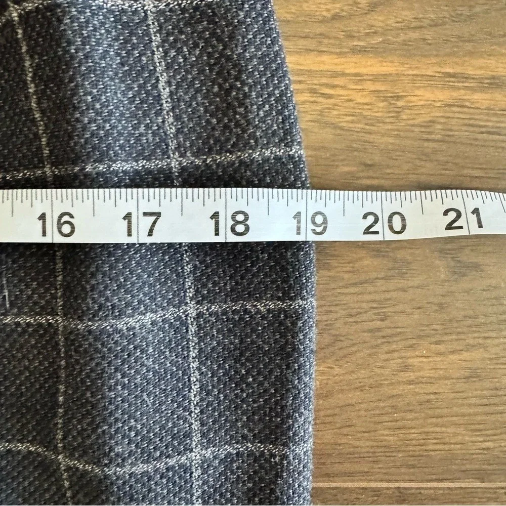 Vintage Wool Windowpane‎ Pencil Skirt High Waist Gray Career Academia Size 8